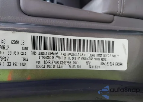 2012 Jeep Grand Cherokee Laredo z USA, uszkodzony, nr VIN 1C4RJEAG8CC142760